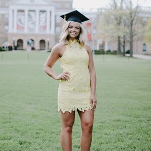 Free People Yellow Flowered Mini Dress